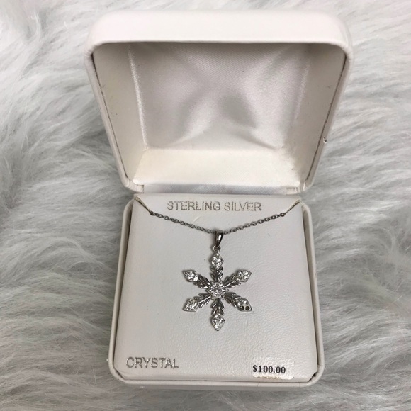 Sterling Silver Crystal Snowflake Necklace - Picture 1 of 7